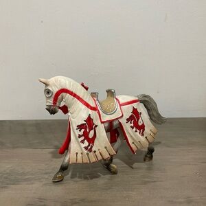 Medieval Horse Figurine with Red and White Details